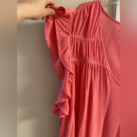 Torrid mixed eyelet sisterhood babydoll gauze v neck coral top 5X NWT - Picture 6 of 9